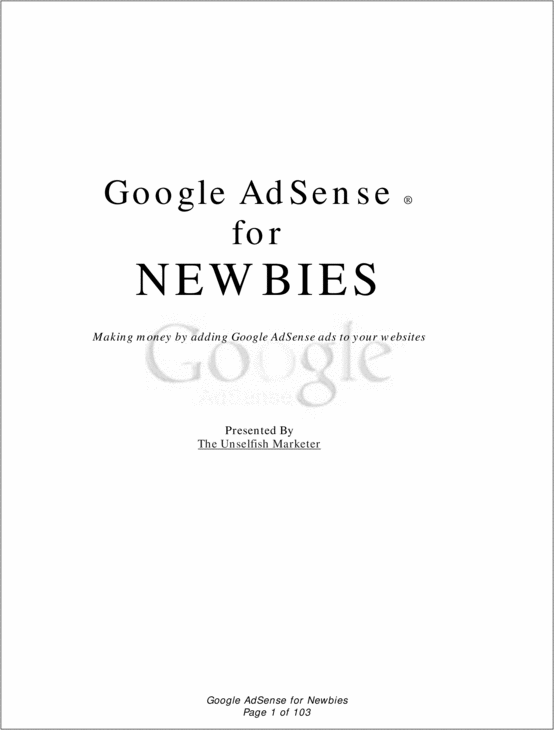 Product picture Google Adsense For Newbies-Make More Money With Adsense